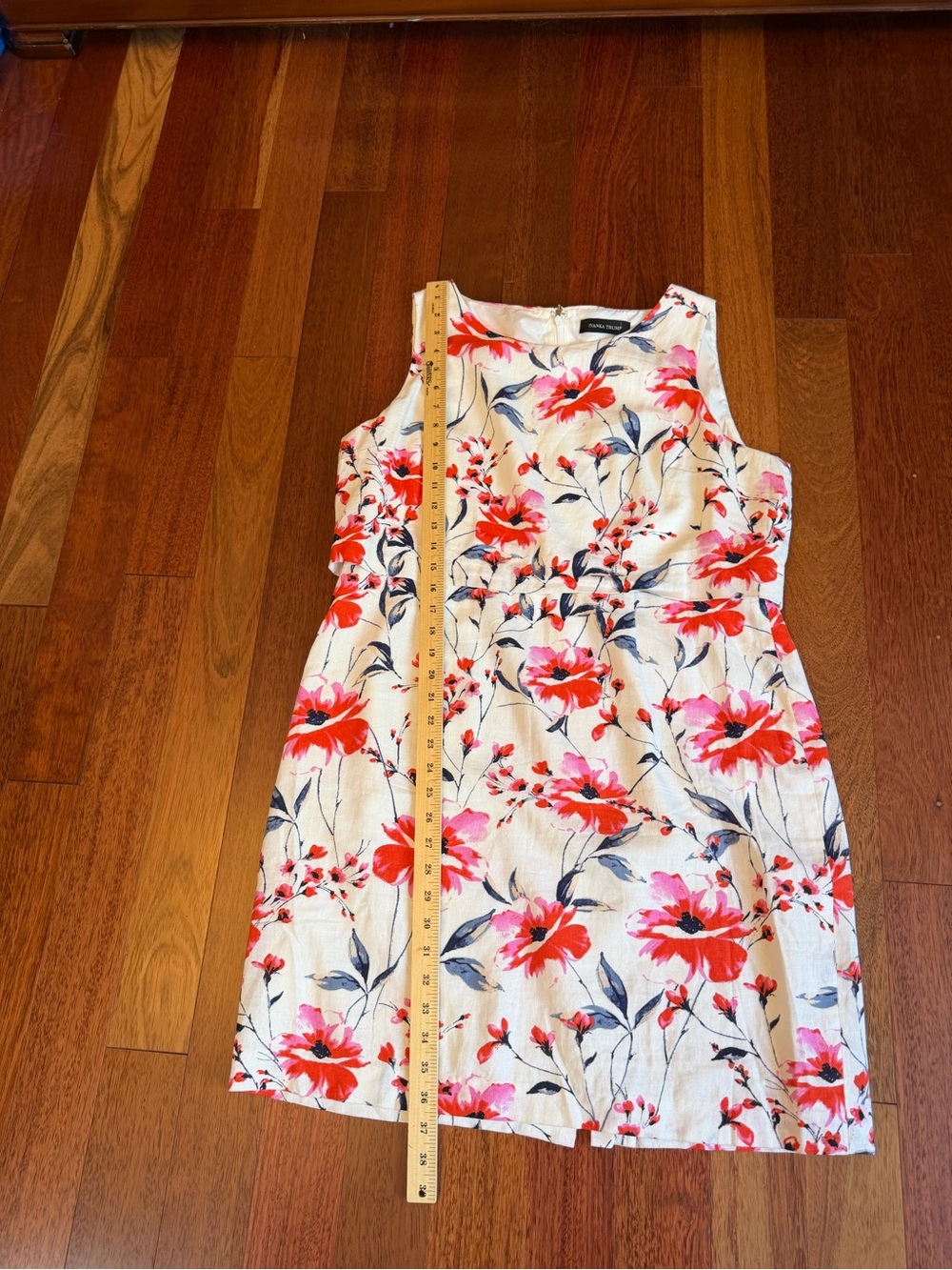 Ivanka Trump Cream Dress with Pink, Red, and Navy Floral Accents - Picture 6 of 8